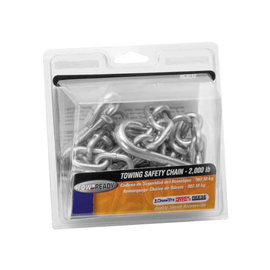 Draw-Tite Safety Chains - 72 Inch, 2000 lbs Capacity, Zinc Finish Draw-Tite safety chains, 72 inches long, capable of 2000 lbs capacity, with zinc finish and S-Hooks