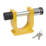 REESE Fifth Wheel Accessories for Safe and Easy Towing REESE kingpin lock in bright yellow for fifth wheel towing safety