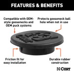 CURT Gooseneck Hitch Cap - Durable Rubber Protection for Trucks CURT gooseneck hitch cap providing rust protection and a finished look for truck beds, compatible with Ram 60610, 60614, and 60626 models.