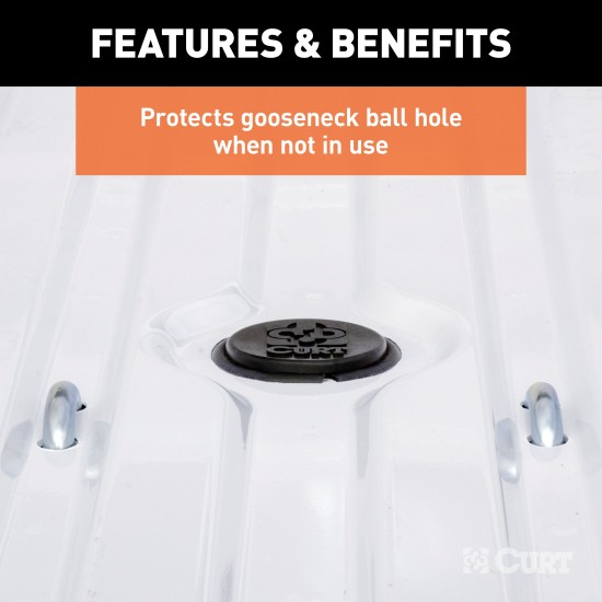 CURT Gooseneck Hitch Cap - Durable Rubber Protection for Trucks CURT gooseneck hitch cap providing rust protection and a finished look for truck beds, compatible with Ram 60610, 60614, and 60626 models.