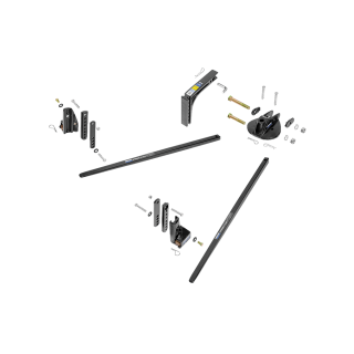 No Drill Hitch Bar with Integrated Sway Control Hitch bar with no drill installation and integrated sway control for trailer frames