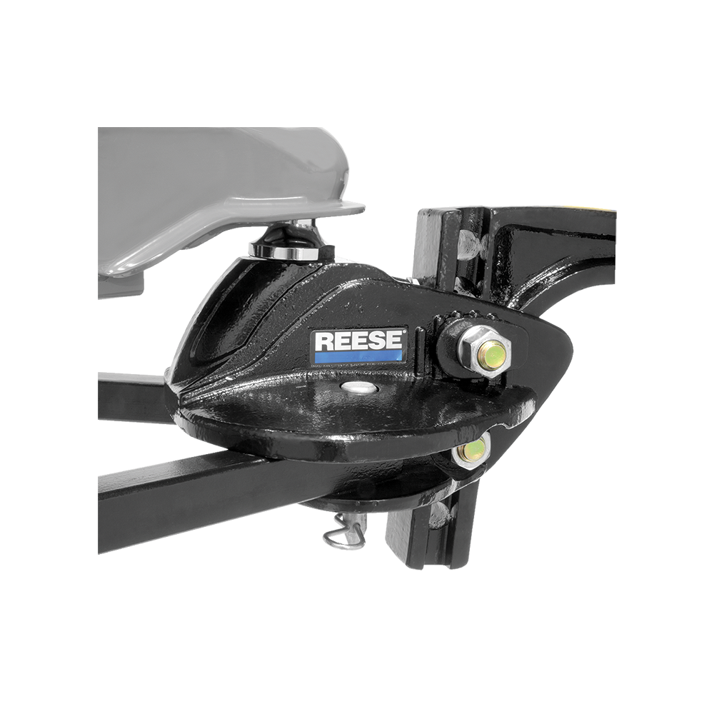 No Drill Hitch Bar with Integrated Sway Control Hitch bar with no drill installation and integrated sway control for trailer frames