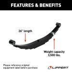 Lippert Replacement Leaf Spring for RV Trailer - 26 Inch, 3,500 lbs Lippert RV trailer replacement leaf spring, 26 inch, 3,500 lbs capacity