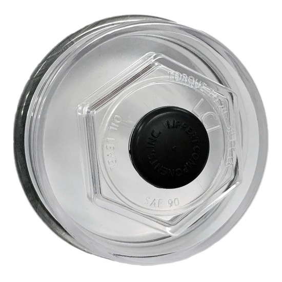 Replacement Oil Cap for Lippert 8,000 lb Axles Clear oil cap for 8,000 lb Lippert axle allowing visual oil inspection