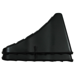 High Impact Polymer Trailer Wheel Chocks for Stability A pair of high impact polymer wheel chocks placed under trailer tires.