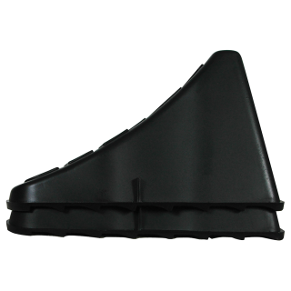 High Impact Polymer Trailer Wheel Chocks for Stability A pair of high impact polymer wheel chocks placed under trailer tires.