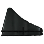High Impact Polymer Trailer Wheel Chocks for Stability A pair of high impact polymer wheel chocks placed under trailer tires.