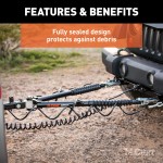 CURT Rambler Steel Tow Bar for Ergonomic and Reliable Towing CURT Rambler steel tow bar shown with patent-pending latches for easy non-binding release, ideal for towing various vehicles.
