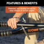 CURT Rambler Steel Tow Bar for Ergonomic and Reliable Towing CURT Rambler steel tow bar shown with patent-pending latches for easy non-binding release, ideal for towing various vehicles.