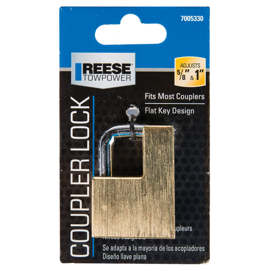 REESE Towpower brass trailer coupler lock with flat key design