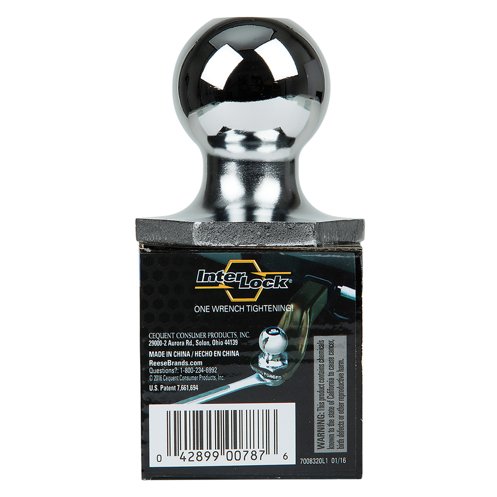 REESE Towpower InterLock Chrome Hitch Ball with Hex Design REESE Towpower InterLock hitch ball with patented hex design and chrome finish