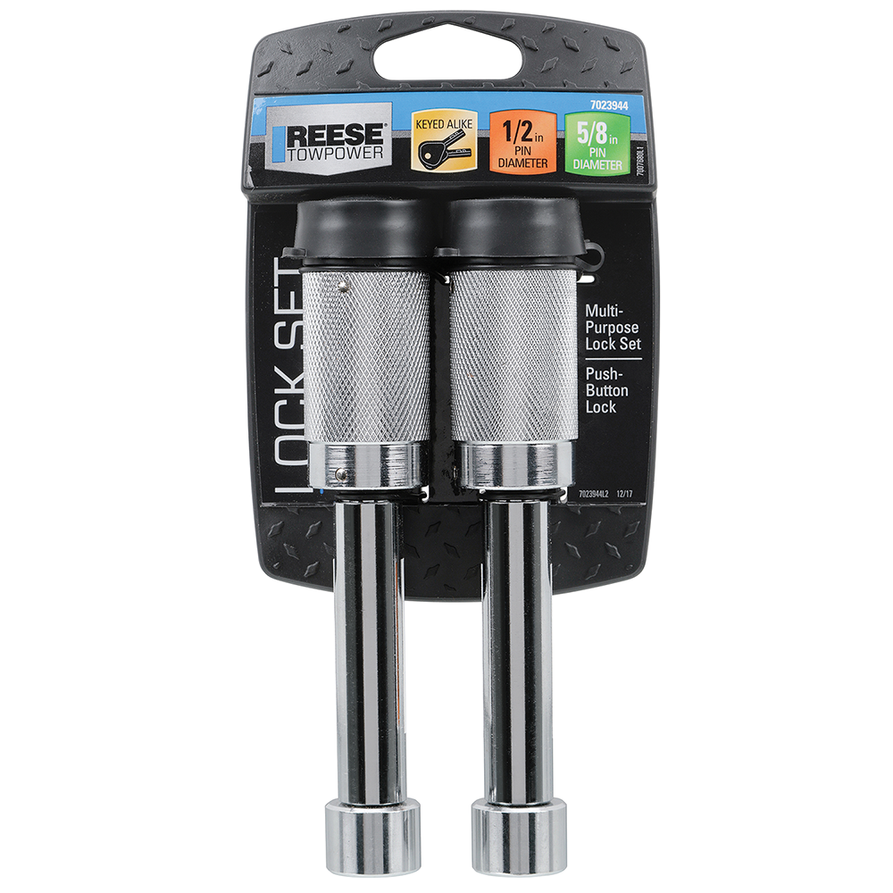 REESE Towpower Dual Self-locking Receiver Lock with Dust Cap REESE Towpower receiver lock with dual self-locking design and dust cap for hitch security