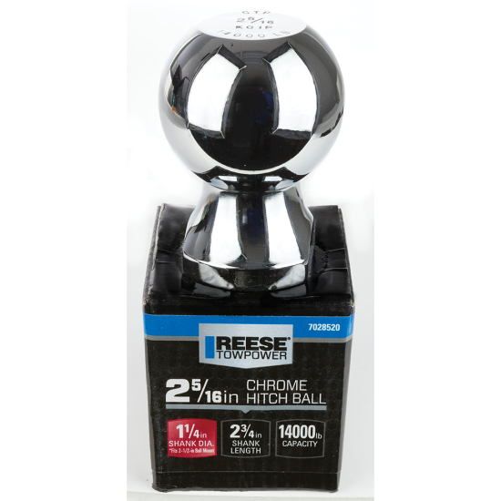 REESE Hitch Ball - 2-5/16 Inch Diameter, Chrome Finish, 14000 lbs REESE hitch ball with 2-5/16 inch diameter, chrome finish, torque to 450 ft. pounds