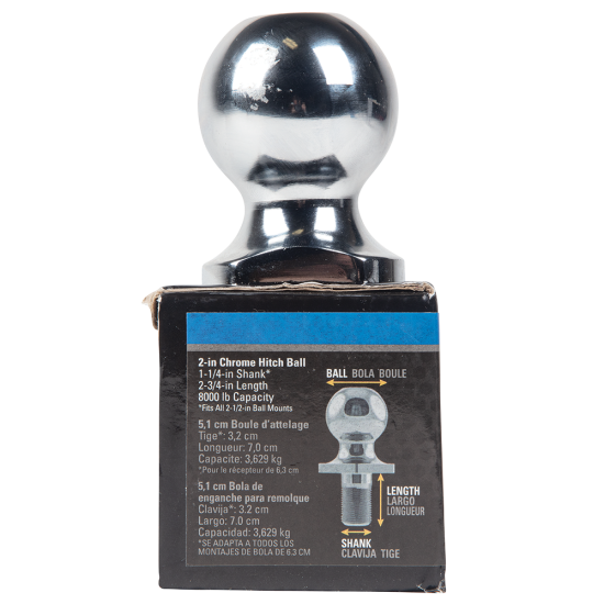 REESE Chrome Finish Hitch Ball - 2 Inch, 8,000 lbs Capacity REESE hitch ball with chrome finish, 2 inch ball diameter and 8,000 lbs capacity