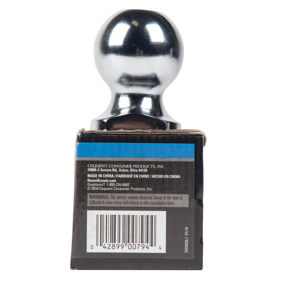 REESE Chrome Finish Hitch Ball - 2 Inch, 8,000 lbs Capacity REESE hitch ball with chrome finish, 2 inch ball diameter and 8,000 lbs capacity