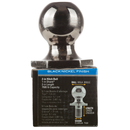 REESE Hitch Ball with 7500 lbs Capacity and Black Nickel Finish REESE 2-inch hitch ball black nickel finish with 7500 lbs capacity