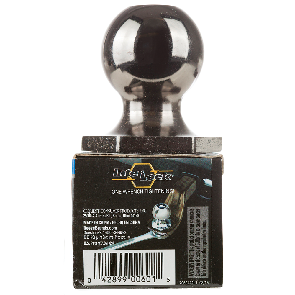 REESE Hitch Ball with 7500 lbs Capacity and Black Nickel Finish REESE 2-inch hitch ball black nickel finish with 7500 lbs capacity