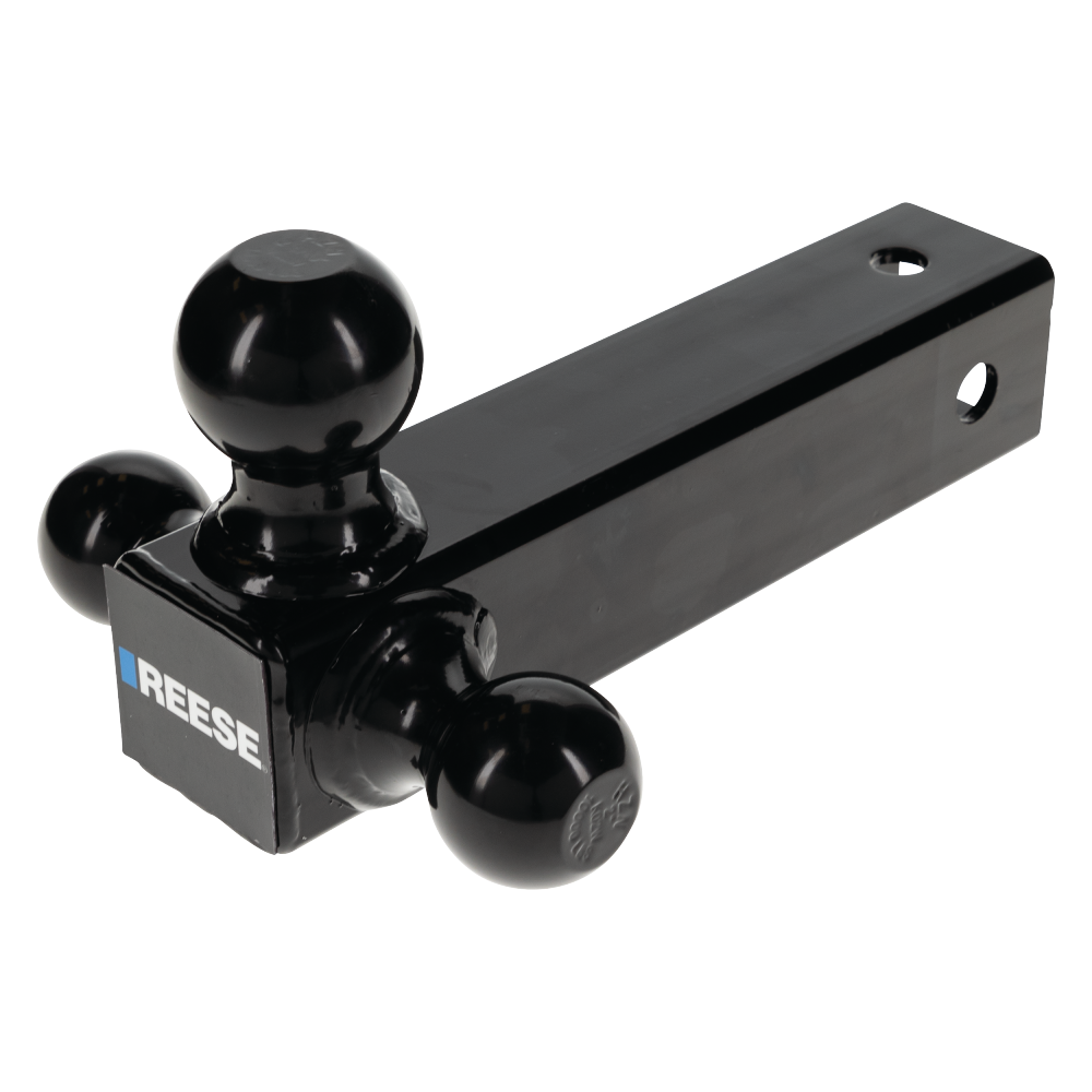 REESE Tri-Ball Mount for Heavy-Duty Towing with 2-Inch Receiver REESE tri-ball mount with black powder coat for heavy towing.