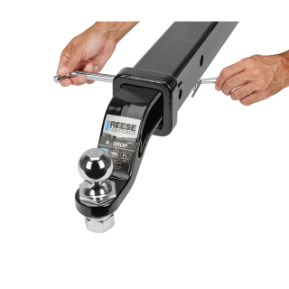 REESE Towpower heavy duty hitch pin securing a ball mount in a 3-inch hitch receiver