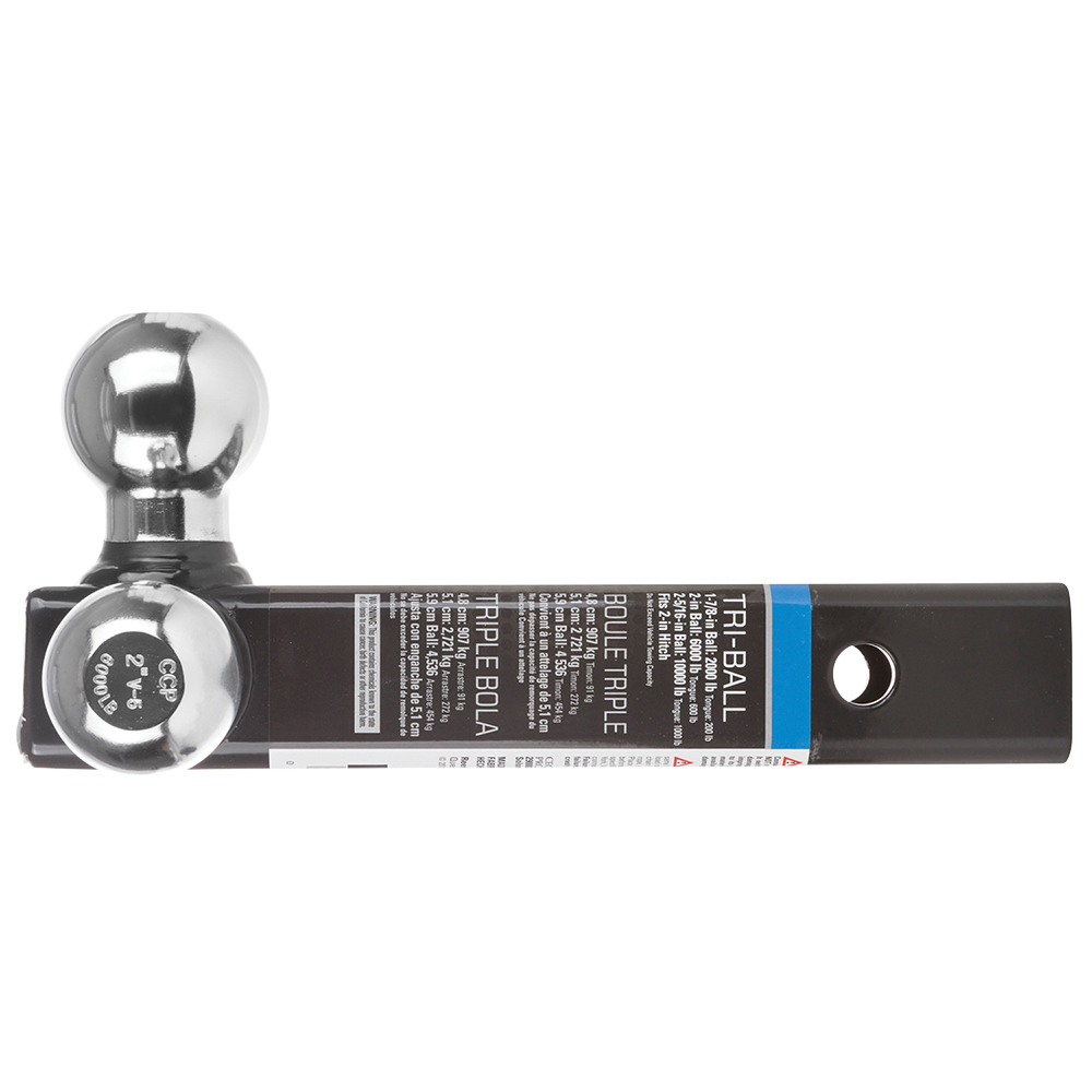 REESE Specialty Ball Mount with Black Powder Coat Finish REESE specialty ball mount, black powder coat, fits 2-inch receiver, tri-ball, high-capacity towing