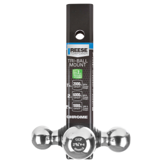 REESE specialty ball mount, black powder coat, fits 2-inch receiver, tri-ball, high-capacity towing