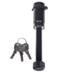 REESE Towpower Dogbone Receiver Lock for Trailer Security REESE Towpower dogbone style receiver lock with push-button key and rubber cover for trailer protection