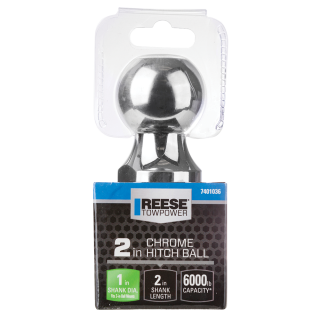Secure REESE Hitch Ball with Chrome Finish and 6000 lbs Capacity REESE hitch ball with 2 inch diameter, chrome finish, 6000 lbs capacity, ideal for towing securely.