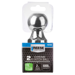 Secure REESE Hitch Ball with Chrome Finish and 6000 lbs Capacity REESE hitch ball with 2 inch diameter, chrome finish, 6000 lbs capacity, ideal for towing securely.
