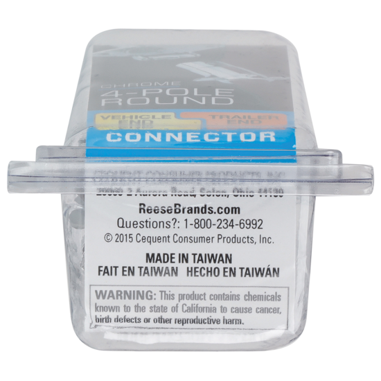 REESE Towpower 4-Pin chrome plug with spring cover and brass pins for trailers