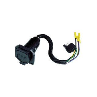 REESE Towpower Pre-Wired 7-Way and 4-Way Connector Adapter REESE Towpower 7-way connector adapter with pre-wired 4-flat and 7-round options