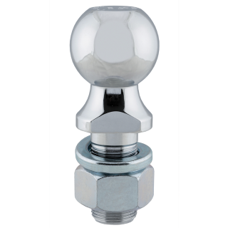 Secure REESE hitch ball with chrome finish, supports up to 12,000 lbs.