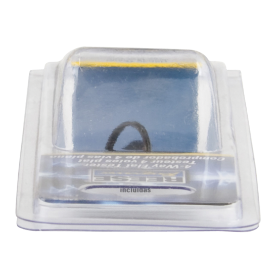 REESE Towpower electrical circuit tester connected to a vehicle's 4-flat connector.