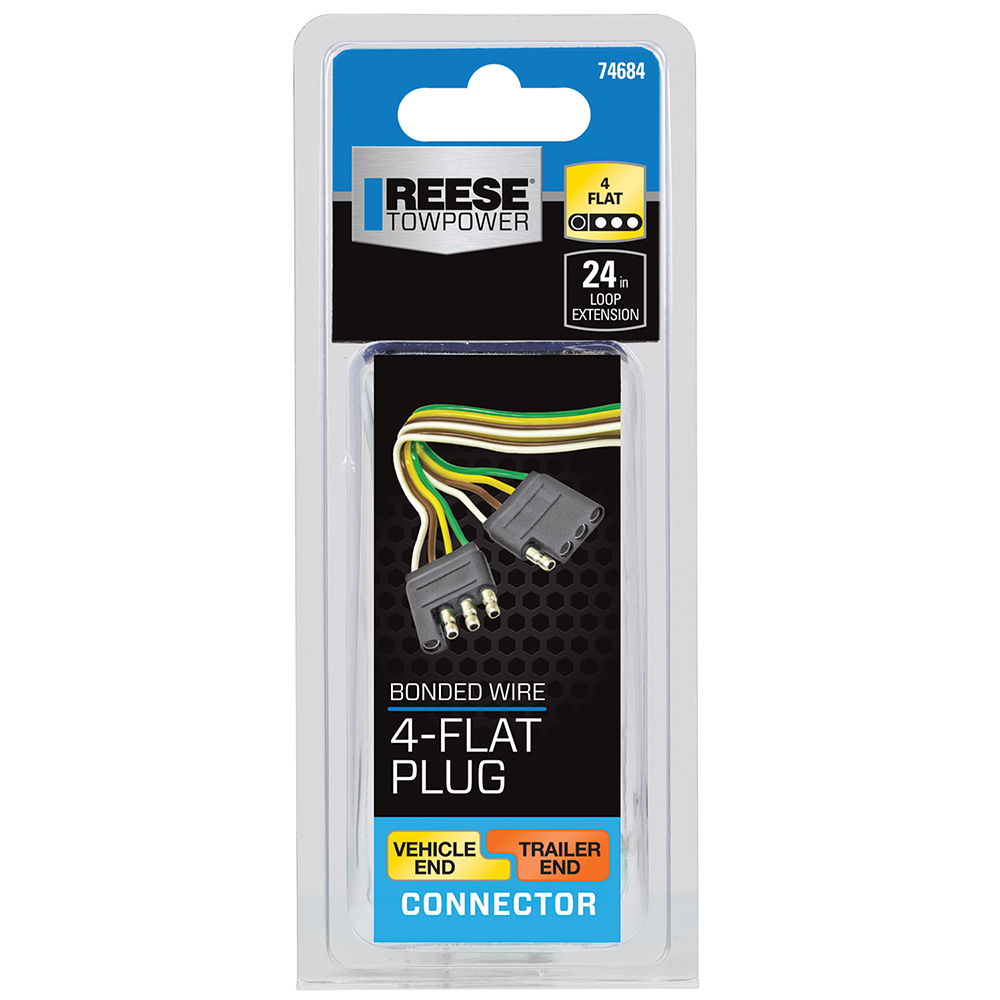 REESE Towpower towing connector loop featuring 4-Flat connector and 18 gauge bonded wire