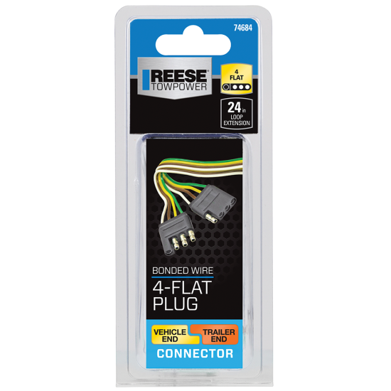 REESE Towpower towing connector loop featuring 4-Flat connector and 18 gauge bonded wire