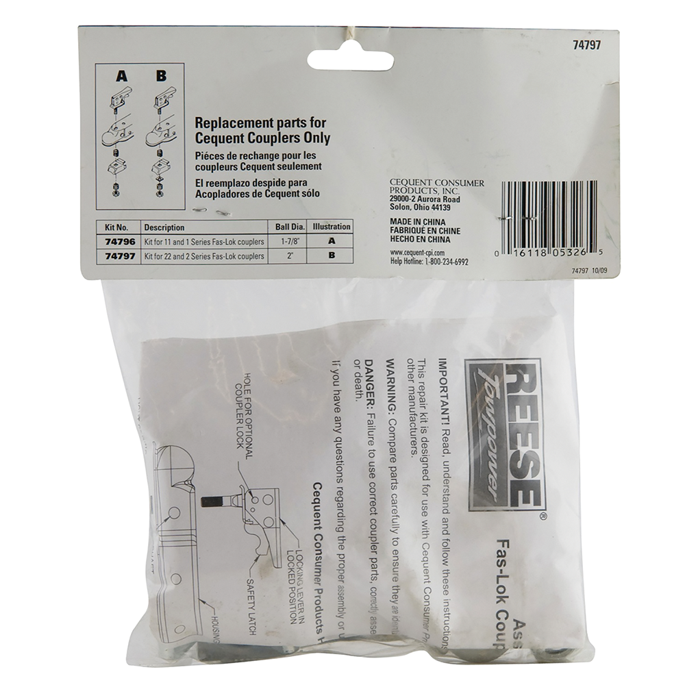 REESE Towpower Coupler Repair Kit for Class II Trailers REESE Towpower coupler repair kit with handle and zinc finish for class II trailers