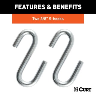 CURT Safety Chains with 2,000 lbs Capacity and S-Hooks CURT safety chain with zinc-plated finish and sturdy S-hooks, 48 inch length