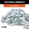 CURT Safety Chains with 2,000 lbs Capacity and S-Hooks CURT safety chain with zinc-plated finish and sturdy S-hooks, 48 inch length