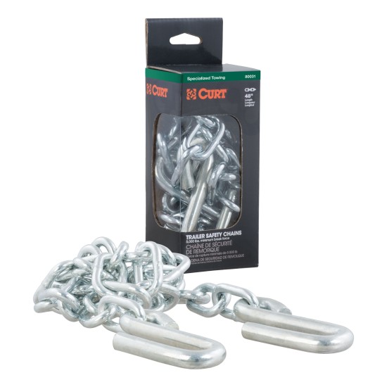 CURT safety chain with S-hooks, grade-30 steel, 48-inch length and 5000 lbs capacity