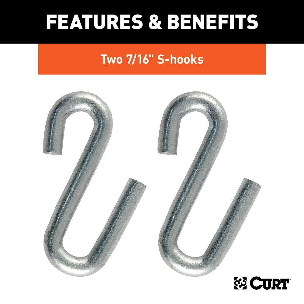CURT safety chain with S-hooks, grade-30 steel, 48-inch length and 5000 lbs capacity