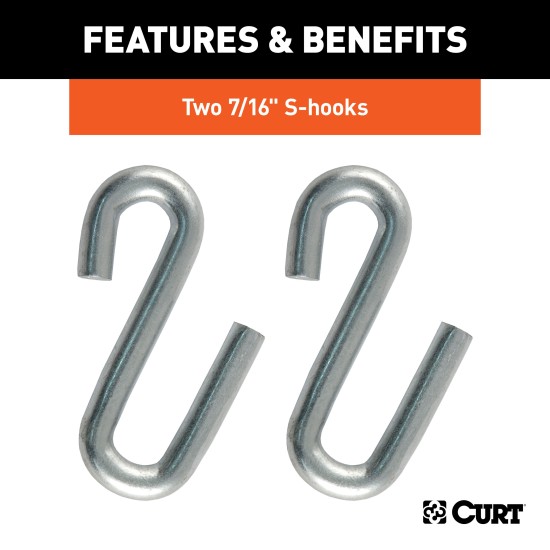 CURT Safety Chain with Grade-30 Steel and 5000 lbs Capacity CURT safety chain with S-hooks, grade-30 steel, 48-inch length and 5000 lbs capacity
