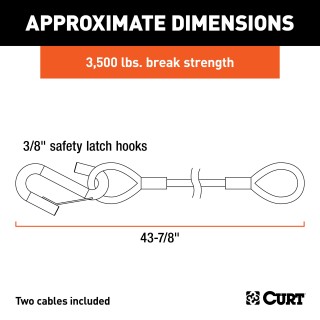 CURT safety cables, coiled design, vinyl coating, 3500 lbs break force, towing safety