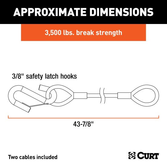 CURT Safety Cables with 3500 lbs Break Force and Vinyl Coating CURT safety cables, coiled design, vinyl coating, 3500 lbs break force, towing safety