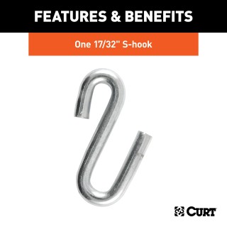 CURT Safety Chain with 7,000 lbs Capacity and S-Hook CURT Safety Chain featuring a 7,000 lbs capacity with attached S-hook for secure trailer towing
