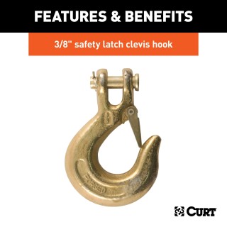 CURT Heavy-Duty Steel Safety Chains with Clevis Hook CURT heavy-duty steel safety chains featuring a clevis hook for secure trailer towing