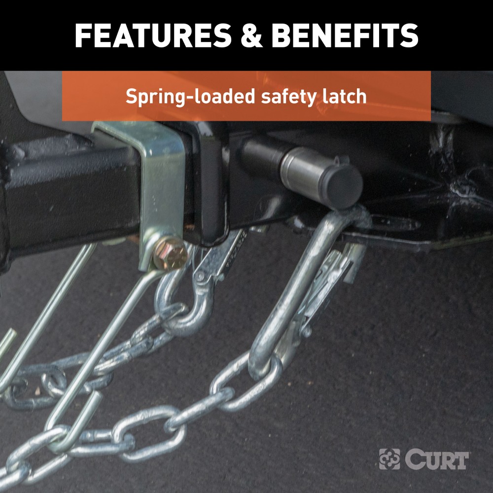 CURT Snap Hook for Secure Trailer Safety Chain Connections CURT snap hook with spring-loaded safety latch for towing
