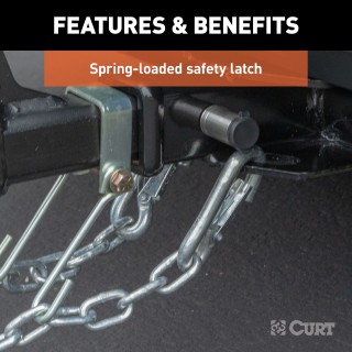 CURT 7/16-Inch Snap Hook for Safety Chains and Towing CURT snap hook with spring-loaded latch and zinc-plated finish for safe towing.