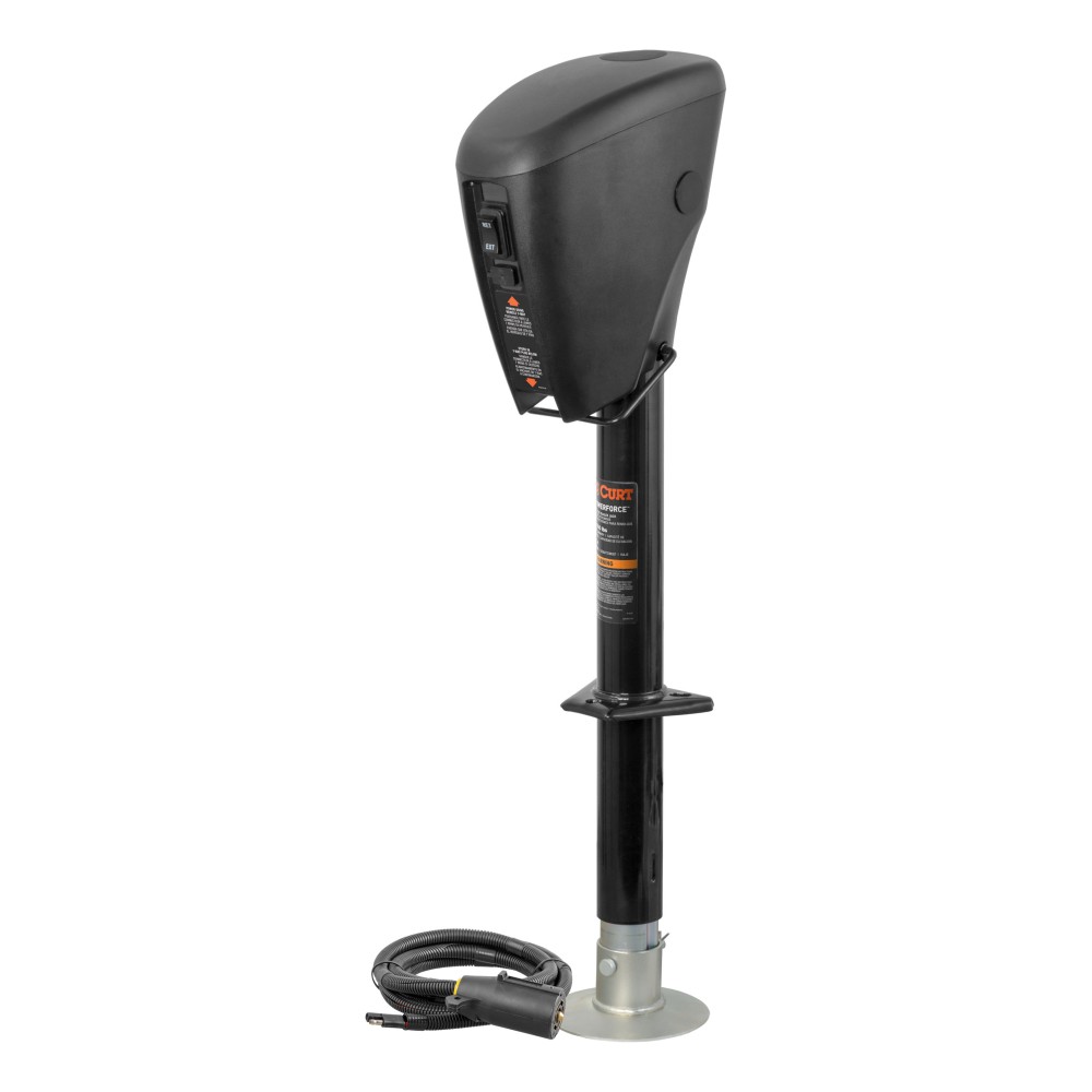 Lippert Power Stance Electric Tongue Jack with LED Lights Lippert Power Stance electric tongue jack with LED lights, 2-way to 7-way plug system, and durable design for camping trailers.