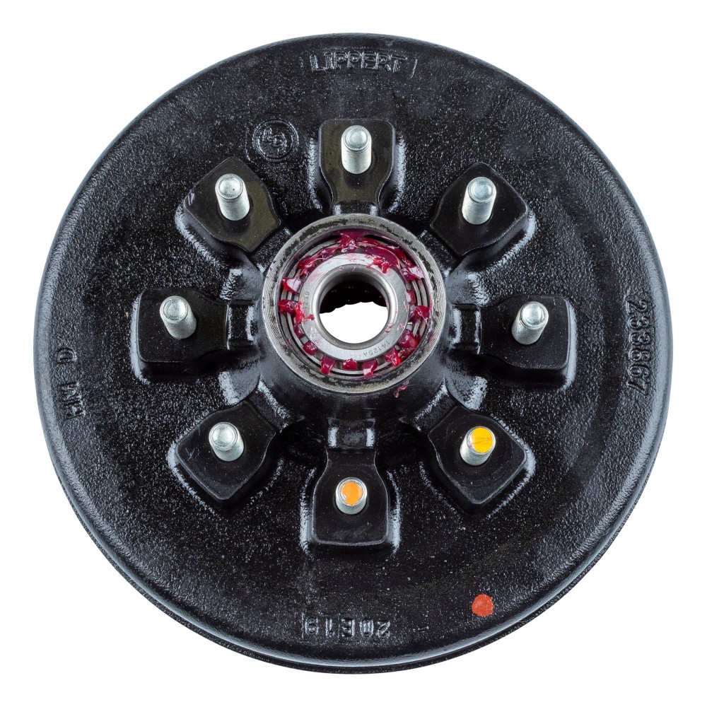 Lippert brake drum hub assembly for 7,000-lb axle with 8 on 6.5 bolt pattern