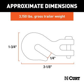 CURT Clevis Hook - Heavy-Duty Steel for Secure Cargo Towing CURT clevis hook with zinc finish, 1/4 inch, for towing safety chains and secure cargo transport