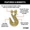 CURT Clevis Hook - Heavy-Duty Steel for Secure Cargo Towing CURT clevis hook with zinc finish, 1/4 inch, for towing safety chains and secure cargo transport